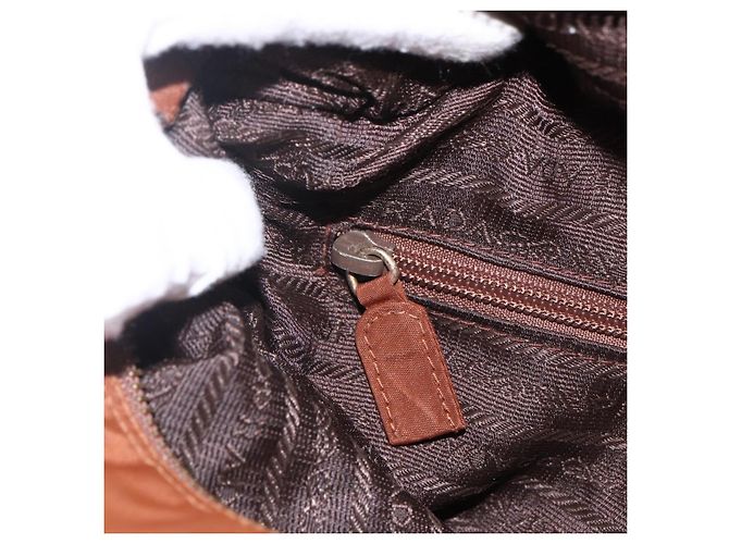 PRADA Chain Shoulder Bag Nylon Brown Gold - vista 21