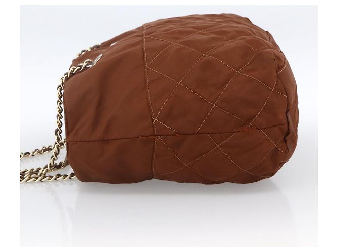PRADA Chain Shoulder Bag Nylon Brown Gold - vista 3