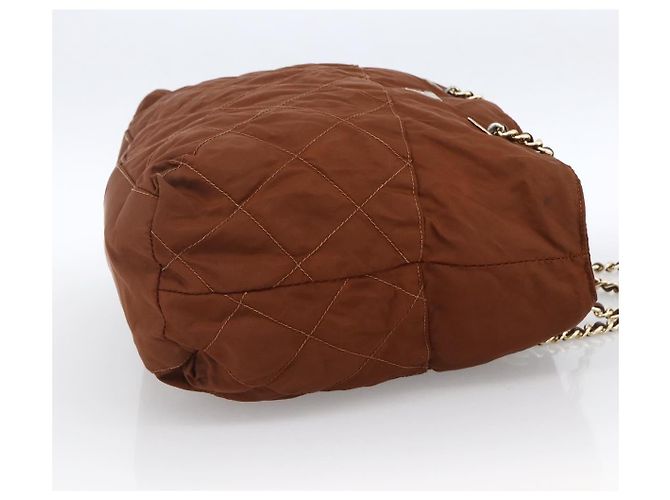 PRADA Chain Shoulder Bag Nylon Brown Gold - vista 4
