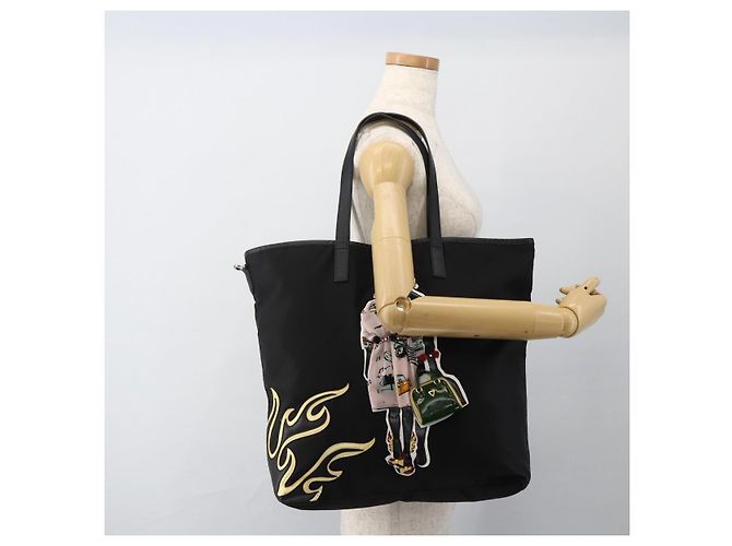 PRADA Tote Bag Nylon Black Silver - vista 23