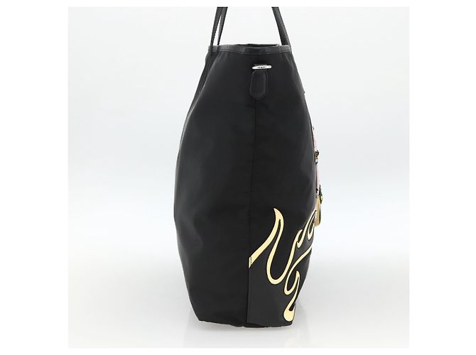 PRADA Tote Bag Nylon Black Silver - vista 3