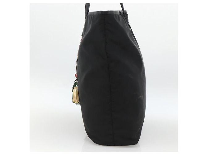 PRADA Tote Bag Nylon Black Silver - vista 4