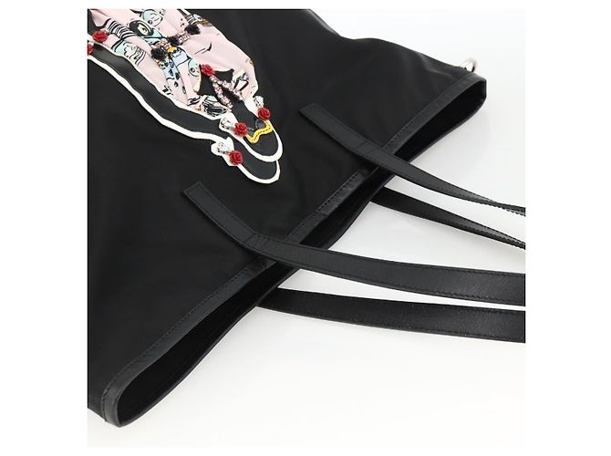 PRADA Tote Bag Nylon Black Silver - vista 6
