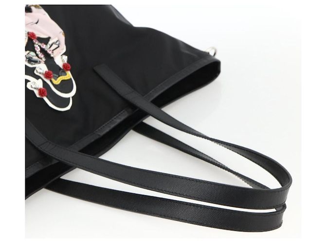 PRADA Tote Bag Nylon Black Silver - vista 7