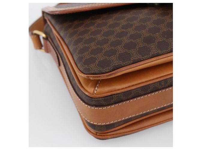 Céline CELINE Macadam Canvas Shoulder Bag PVC Leather Brown Gold - vista 14