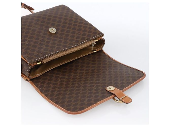 Céline CELINE Macadam Canvas Shoulder Bag PVC Leather Brown Gold - vista 18