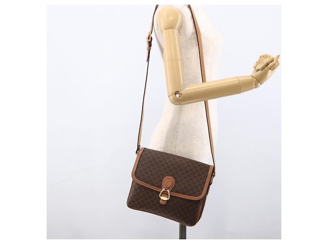 Céline CELINE Macadam Canvas Shoulder Bag PVC Leather Brown Gold - vista 27