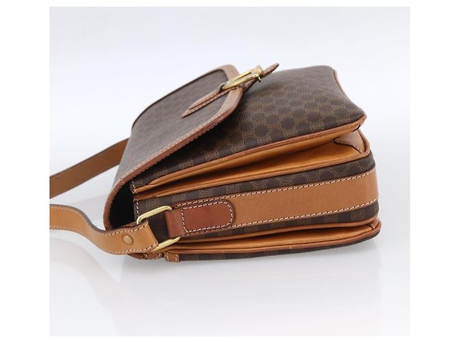 Céline CELINE Macadam Canvas Shoulder Bag PVC Leather Brown Gold - vista 3