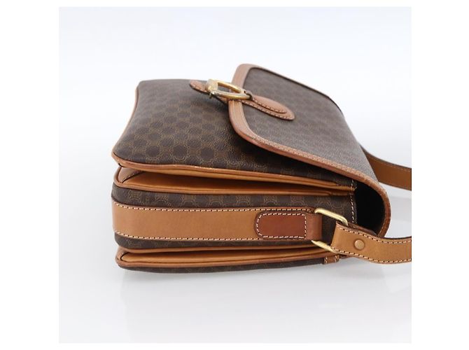 Céline CELINE Macadam Canvas Shoulder Bag PVC Leather Brown Gold - vista 4