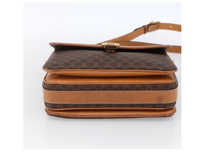 Céline CELINE Macadam Canvas Shoulder Bag PVC Leather Brown Gold - vista 5