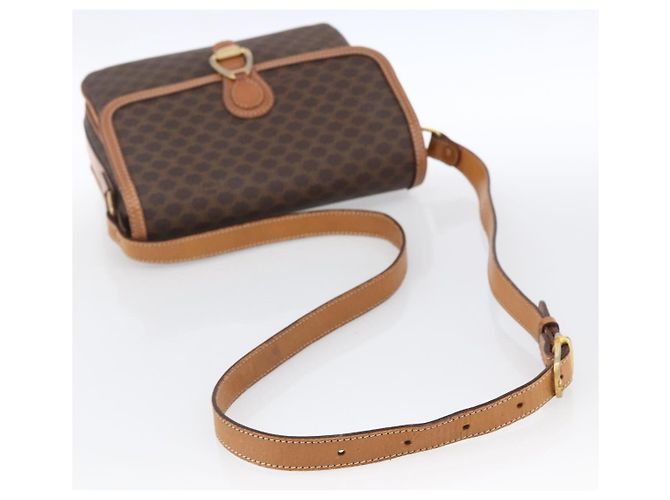 Céline CELINE Macadam Canvas Shoulder Bag PVC Leather Brown Gold - vista 7