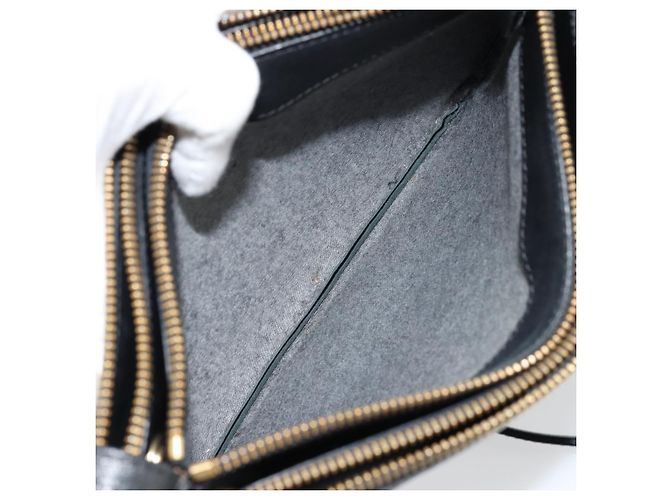 Céline CELINE Trio Shoulder Bag Cuir Noir Or - vue 20