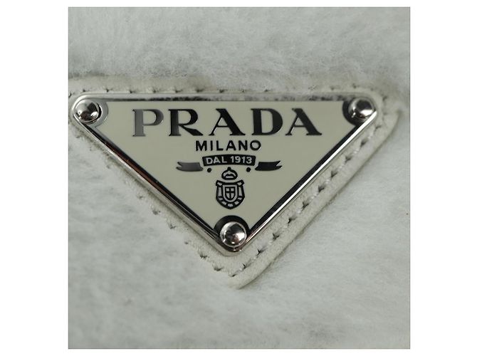 PRADA Bolsa Tote em Tosquia Mouton White Silver - vista 18