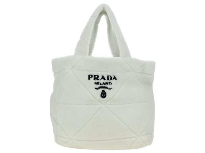 PRADA Bolsa Tote em Tosquia Mouton White Silver - vista 2