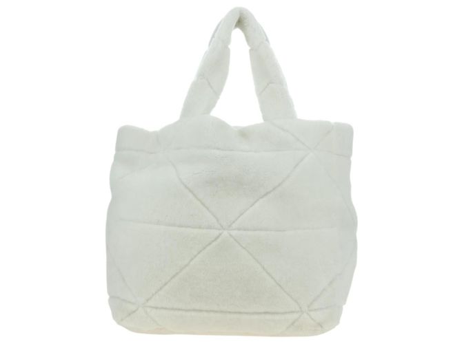 PRADA Bolsa Tote em Tosquia Mouton White Silver - vista 3