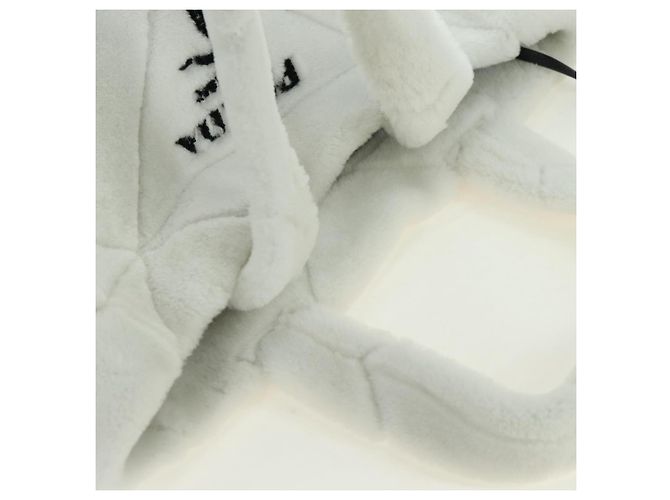 PRADA Bolsa Tote em Tosquia Mouton White Silver - vista 6