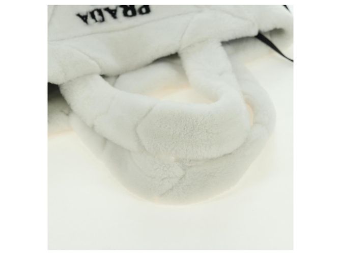 PRADA Bolsa Tote em Tosquia Mouton White Silver - vista 7