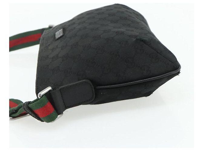 GUCCI Web Sherry Line GG Canvas Shoulder Bag Black Red Green 189749 - vista 4
