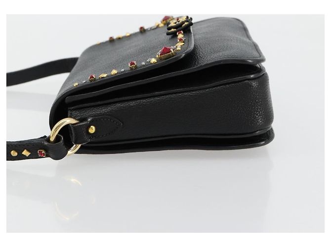 Miu Miu Shoulder Bag Leather Black Gold - vista 5