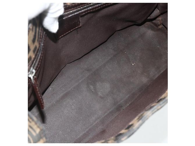 FENDI Zucca Canvas Mamma Baguette Tote Bag Black Brown - vista 11