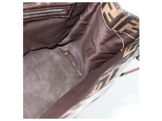 FENDI Zucca Canvas Mamma Baguette Tote Bag Black Brown - vista 12