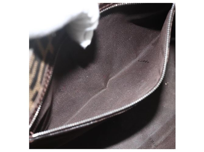 FENDI Zucca Canvas Mamma Baguette Tote Bag Black Brown - vista 15