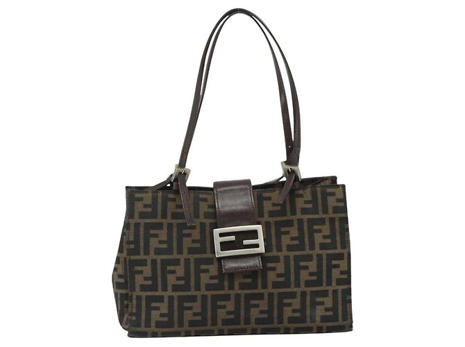 FENDI Zucca Canvas Mamma Baguette Tote Bag Black Brown - vista 2