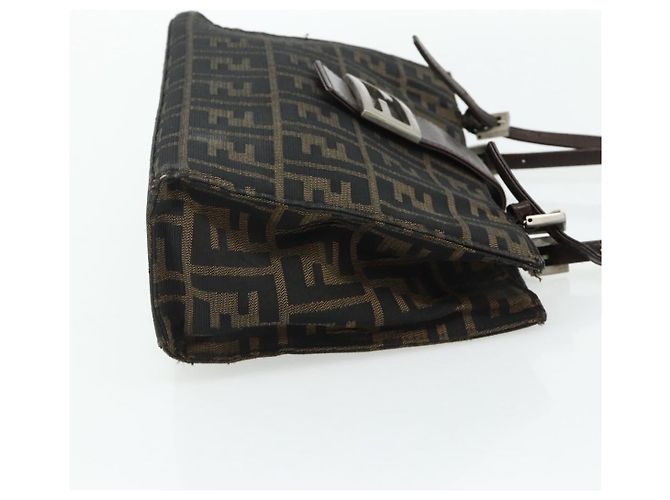FENDI Zucca Canvas Mamma Baguette Tote Bag Black Brown - vista 5