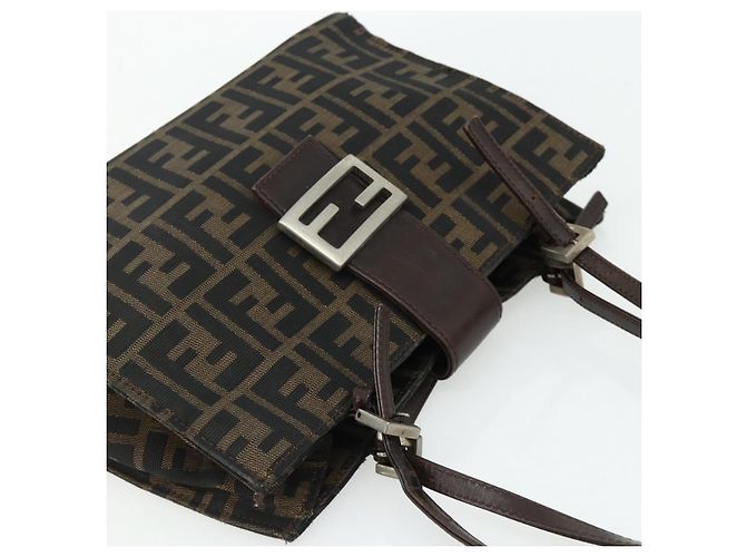 FENDI Zucca Canvas Mamma Baguette Tote Bag Black Brown - vista 6