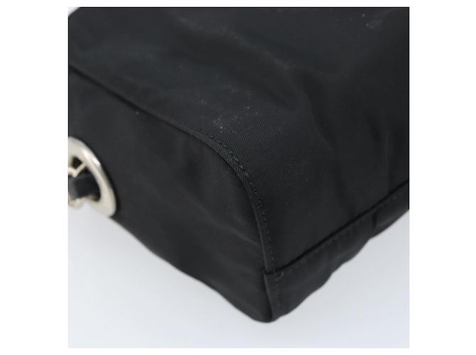 PRADA Schultertasche mit Kette Nylon Schwarz Gold - Ansicht 17