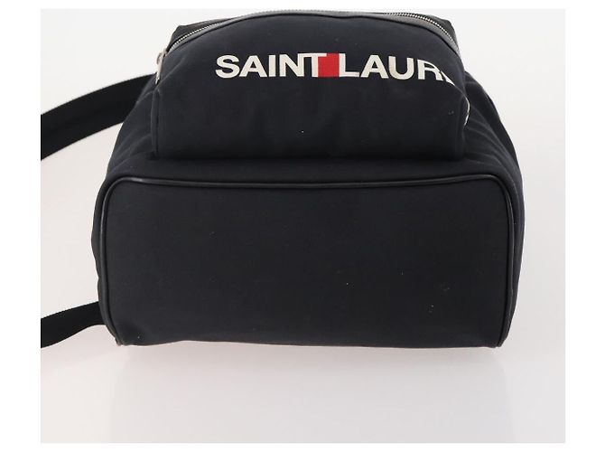 SAINT LAURENT Backpack Canvas Black Silver - vista 11