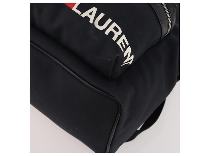 SAINT LAURENT Backpack Canvas Black Silver - vista 12
