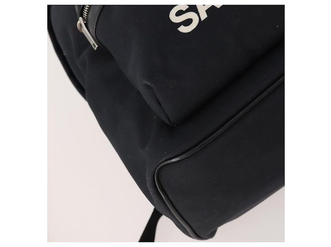 SAINT LAURENT Backpack Canvas Black Silver - vista 13