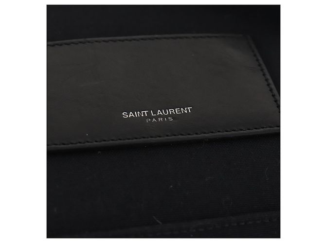 SAINT LAURENT Backpack Canvas Black Silver - vista 16