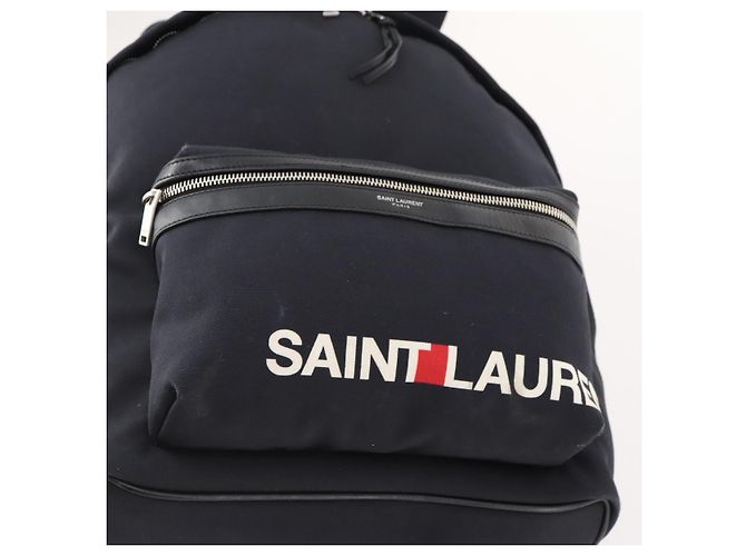 SAINT LAURENT Backpack Canvas Black Silver - vista 18