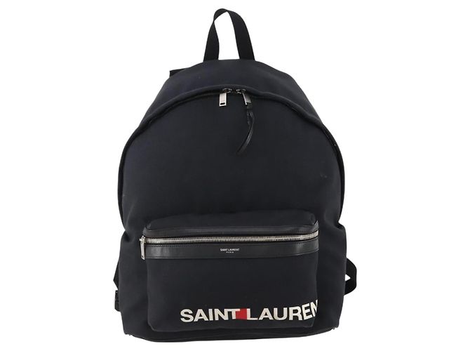 SAINT LAURENT Backpack Canvas Black Silver - vista 2