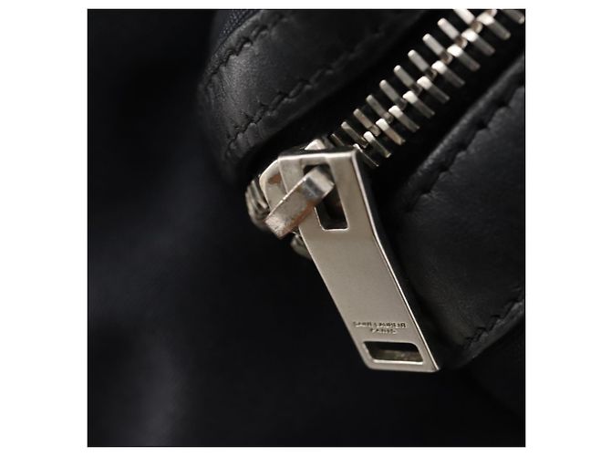 SAINT LAURENT Backpack Canvas Black Silver - vista 20