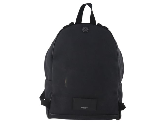 SAINT LAURENT Backpack Canvas Black Silver - vista 3