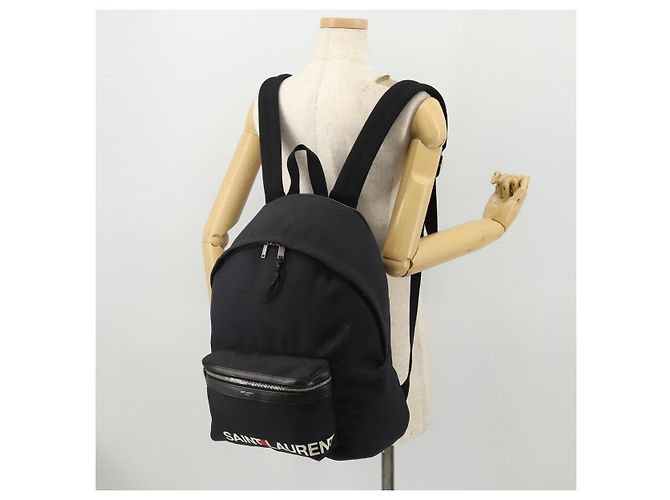 SAINT LAURENT Backpack Canvas Black Silver - vista 30