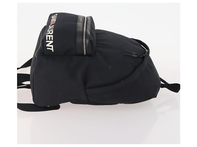 SAINT LAURENT Backpack Canvas Black Silver - vista 4