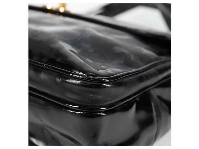 CHANEL Chain Tote Bag Patent leather Black Gold CC - vista 12