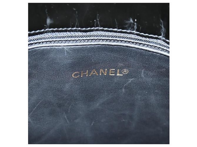 CHANEL Chain Tote Bag Patent leather Black Gold CC - vista 19