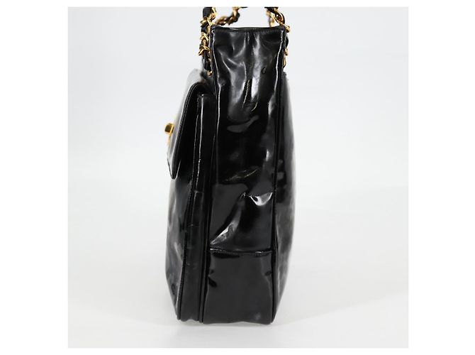 CHANEL Chain Tote Bag Patent leather Black Gold CC - vista 4