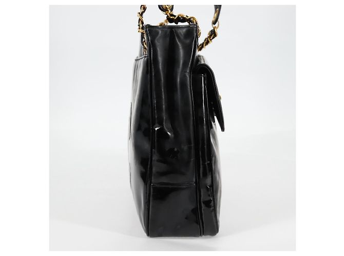 CHANEL Chain Tote Bag Patent leather Black Gold CC - vista 5