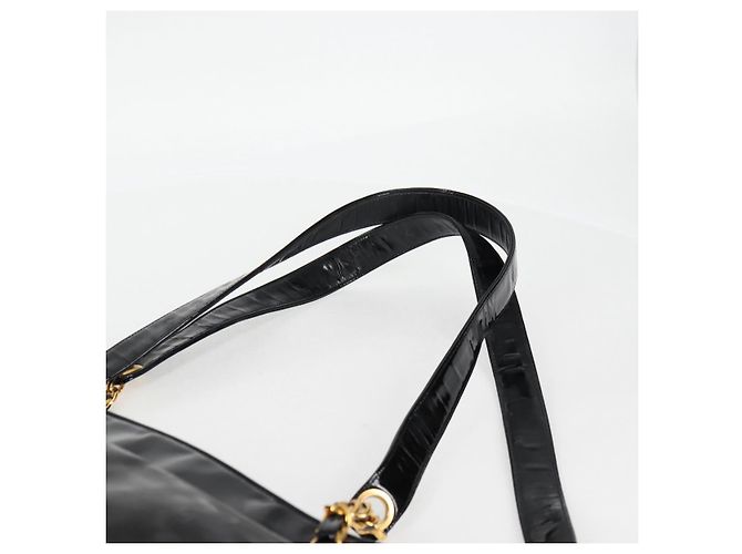 CHANEL Chain Tote Bag Patent leather Black Gold CC - vista 9