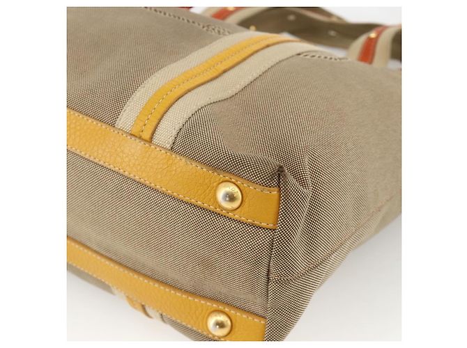 PRADA Hand Bag Logo jacquard 2way Beige Gold - vista 12