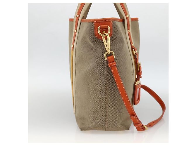PRADA Hand Bag Logo jacquard 2way Beige Gold - vista 4