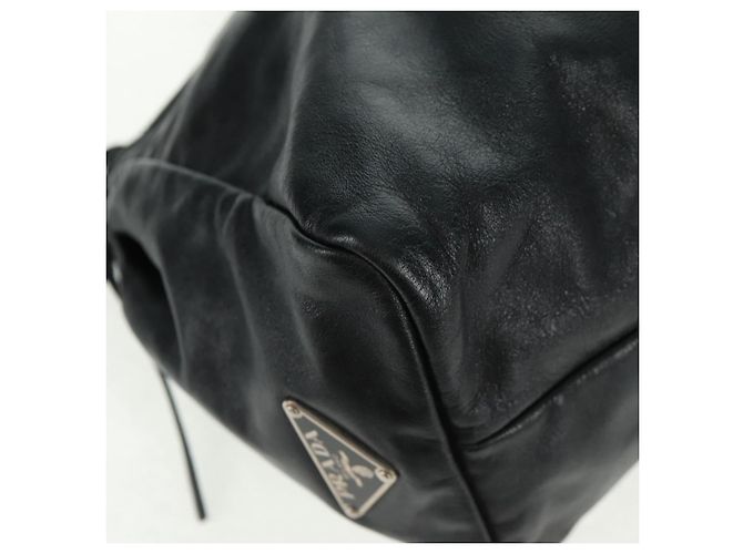 PRADA Handtasche Leder Schwarz Silber - Ansicht 10