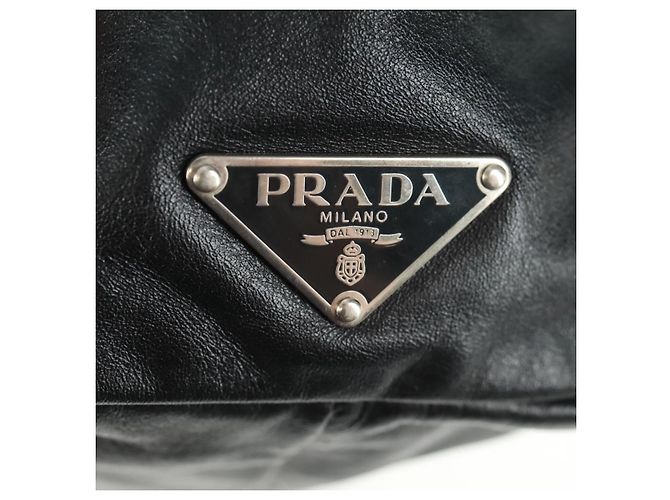 PRADA Handtasche Leder Schwarz Silber - Ansicht 14