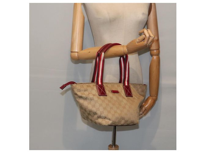 GUCCI GG Canvas Sherry Line Shoulder Bag Beige Red - vista 22